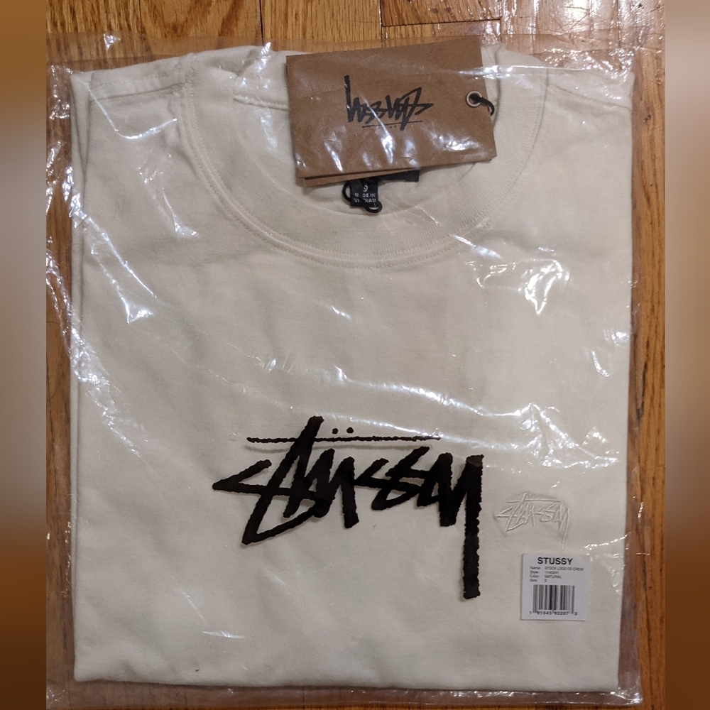 STUSSY - Mens Stock Logo SS Crew (White) (Small)